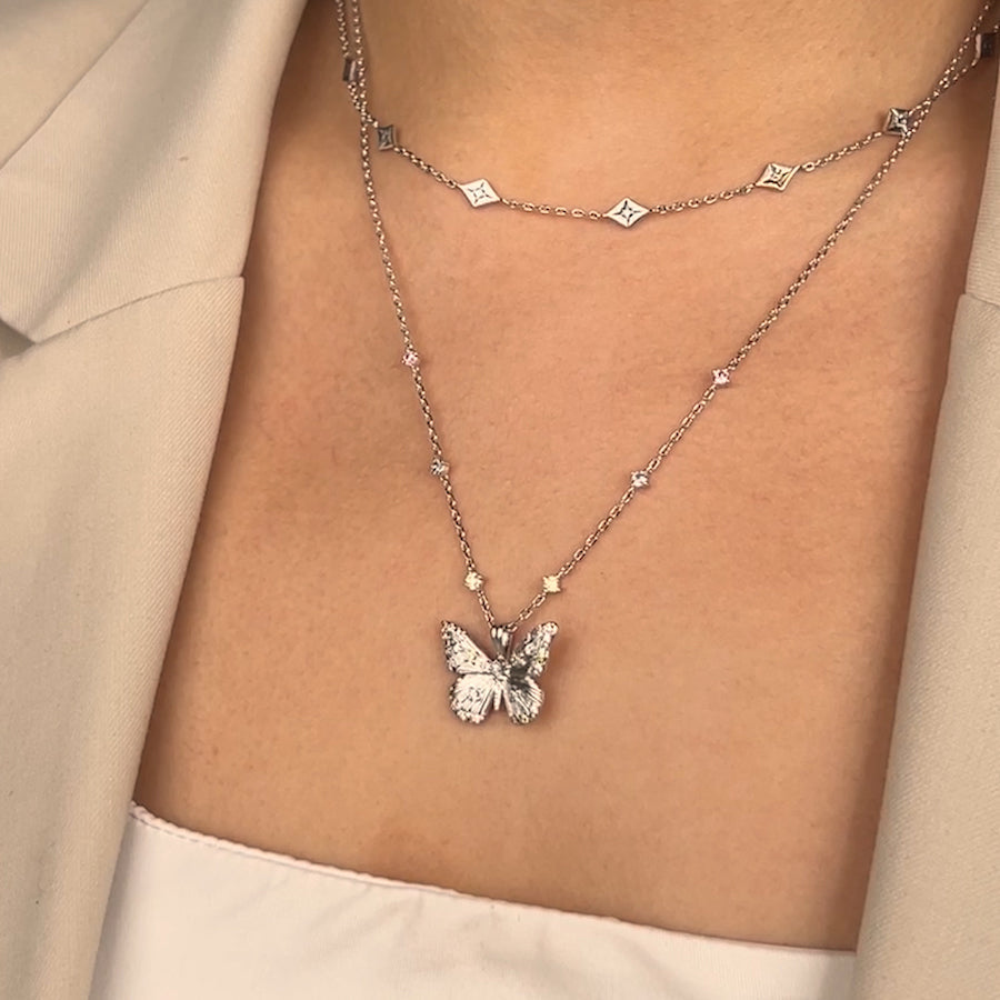 Designer Butterfly Rainbow & Silver Necklace