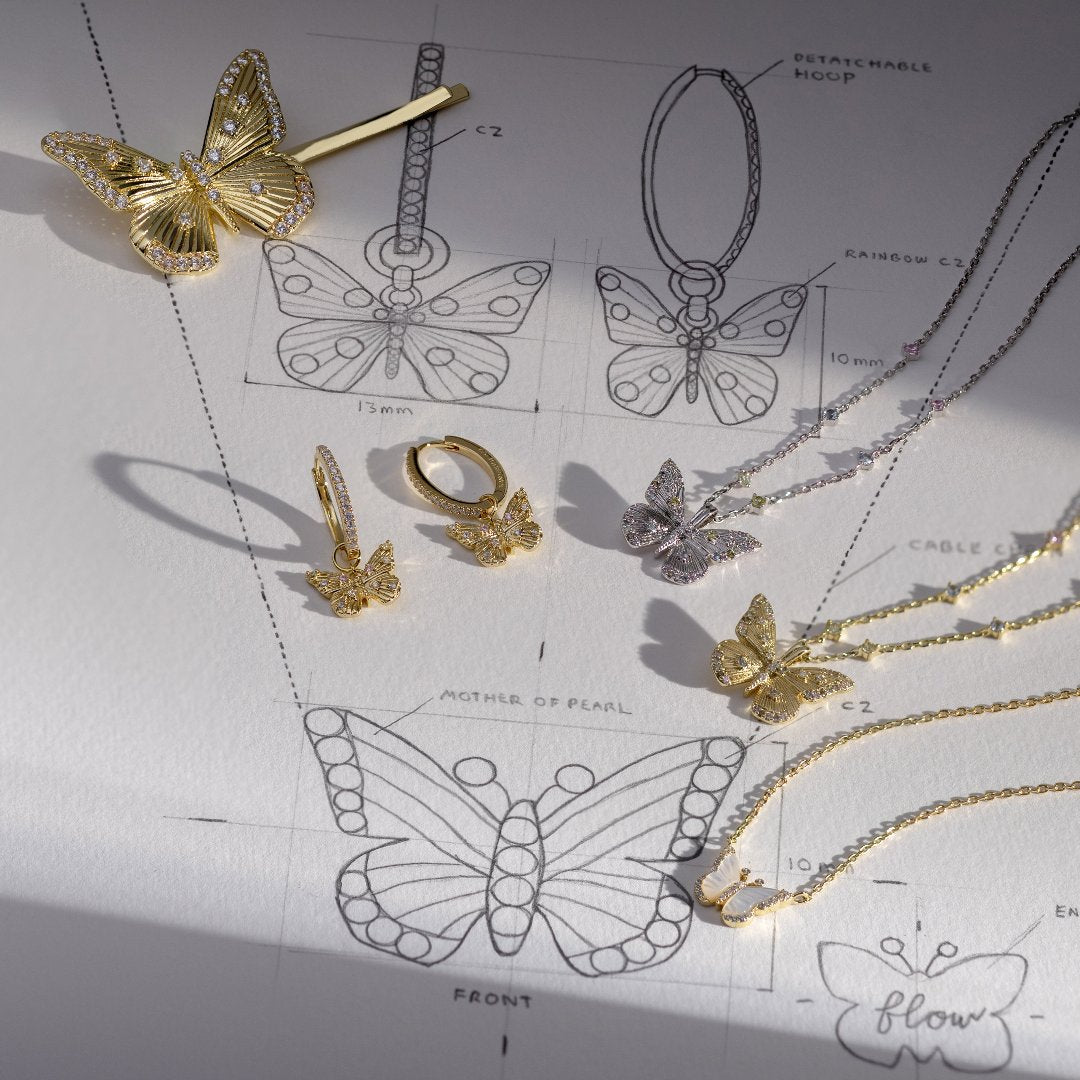 Designer Butterfly Rainbow & Silver Necklace