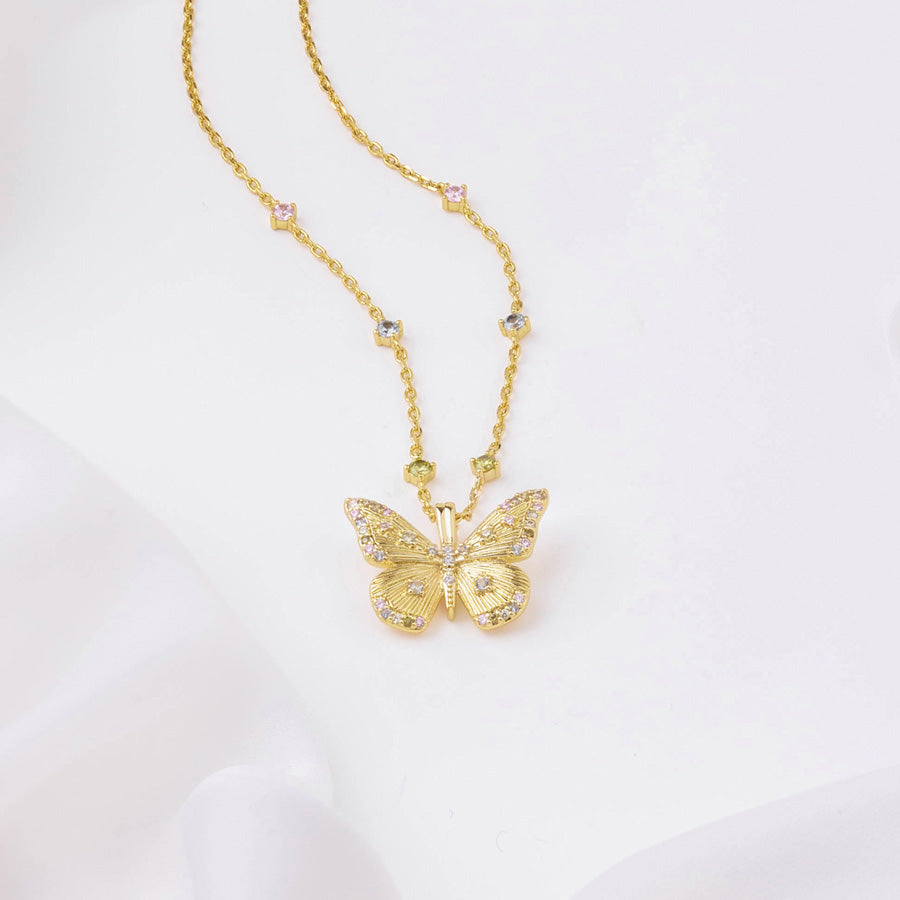 Signature Collection Butterfly Rainbow & 18K Gold Plated Necklace