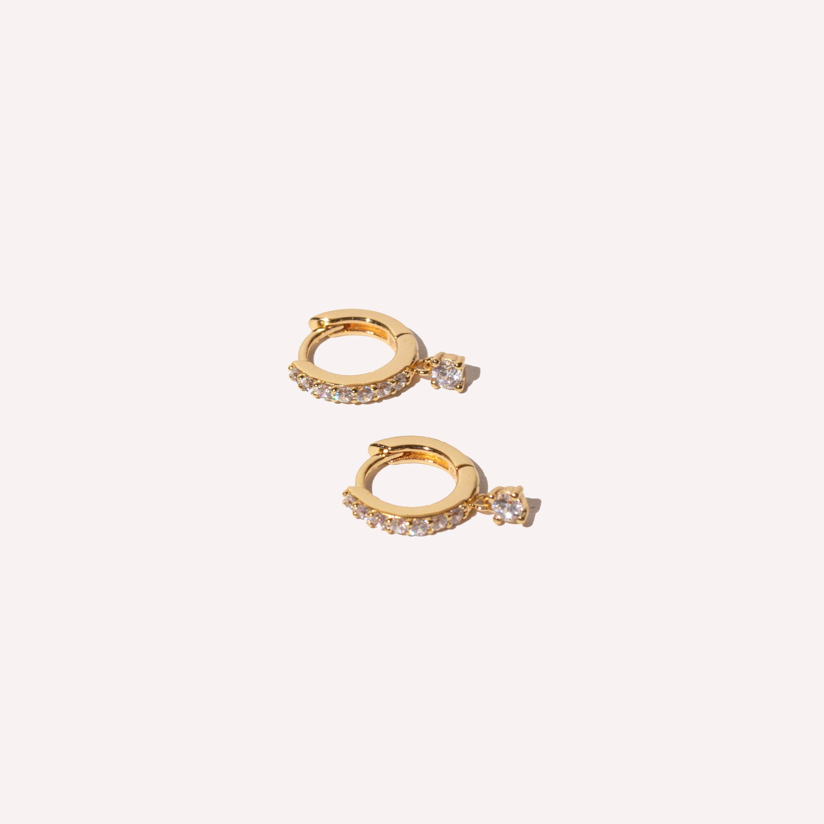 Crystal Charm Huggies in Gold