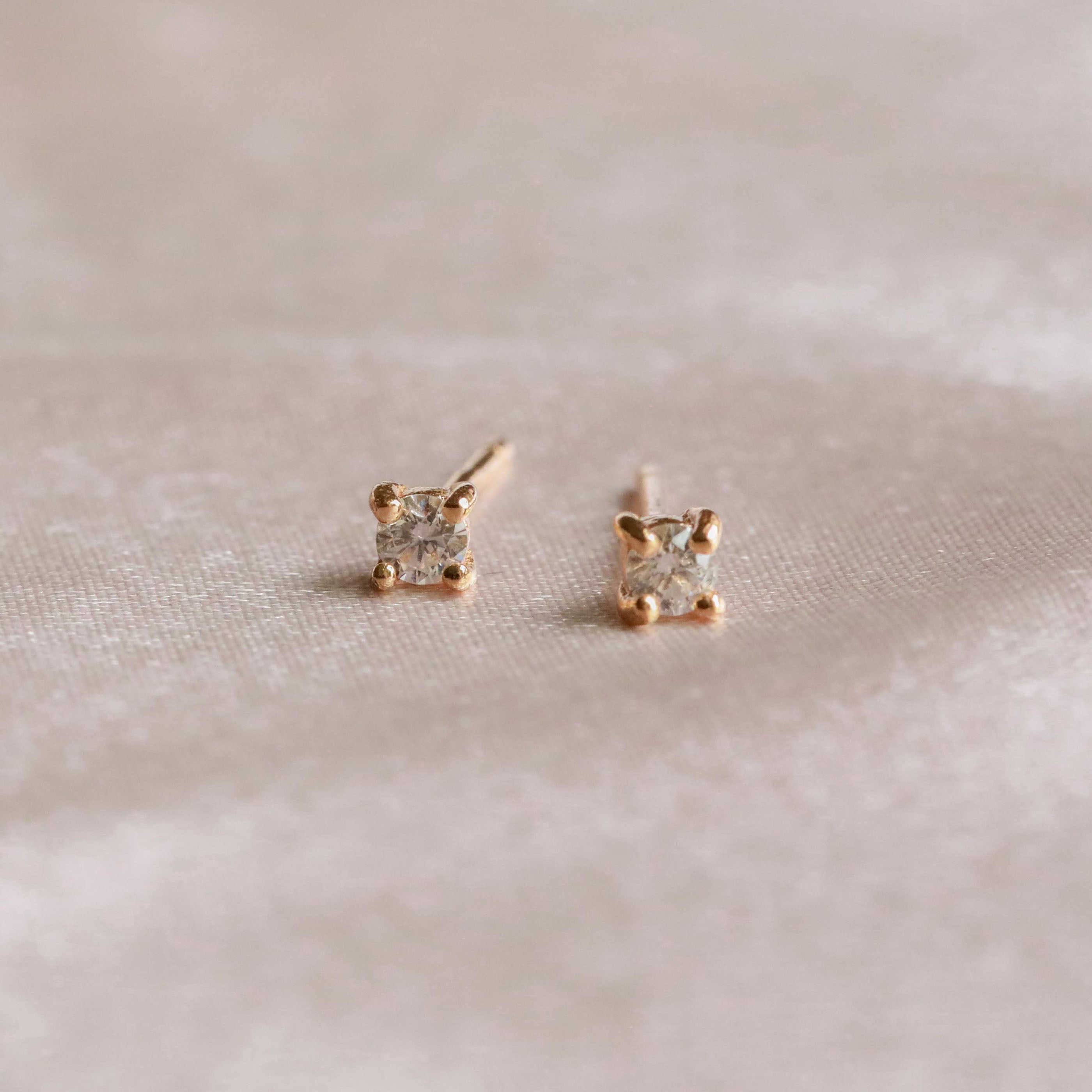 April Birthstone Stud Earrings in Gold with White CZ