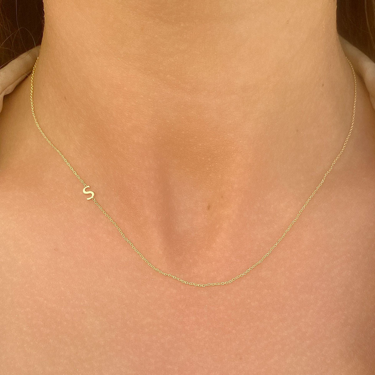 14K Gold Plating Asymmetrical Initial Necklace