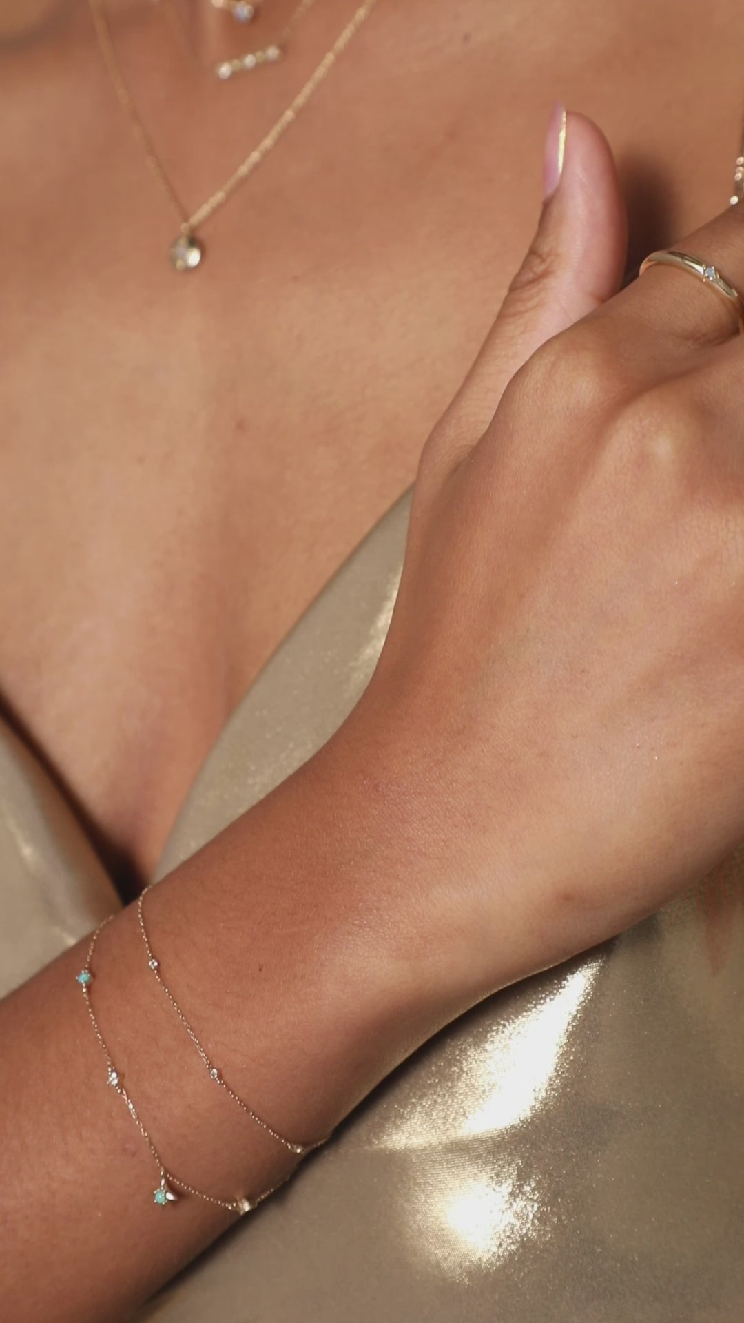 Cosmic Star Opal Charm Bracelet in Solid Gold