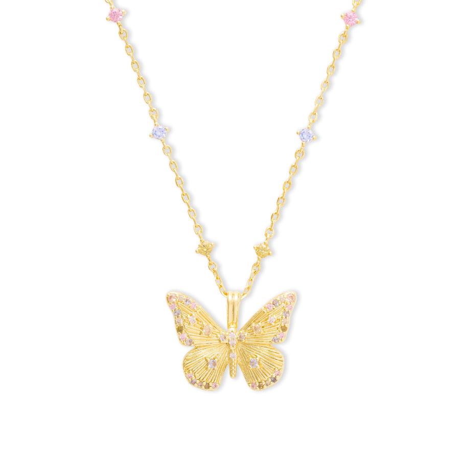 Signature Collection Butterfly Rainbow & 18K Gold Plated Necklace