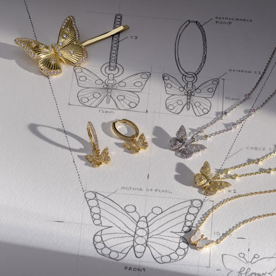 Signature Collection Butterfly Rainbow & 18K Gold Plated Necklace