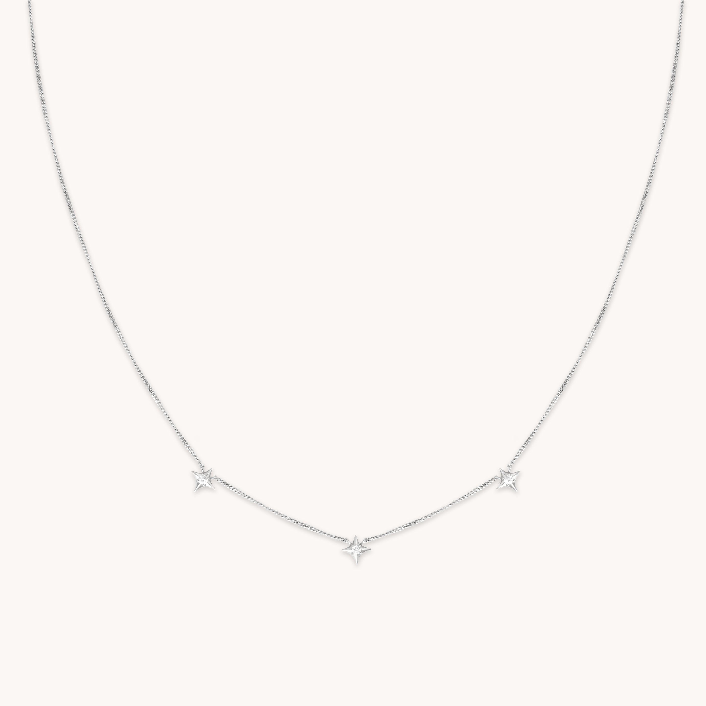 Cosmic Star Charm Necklace in Silver