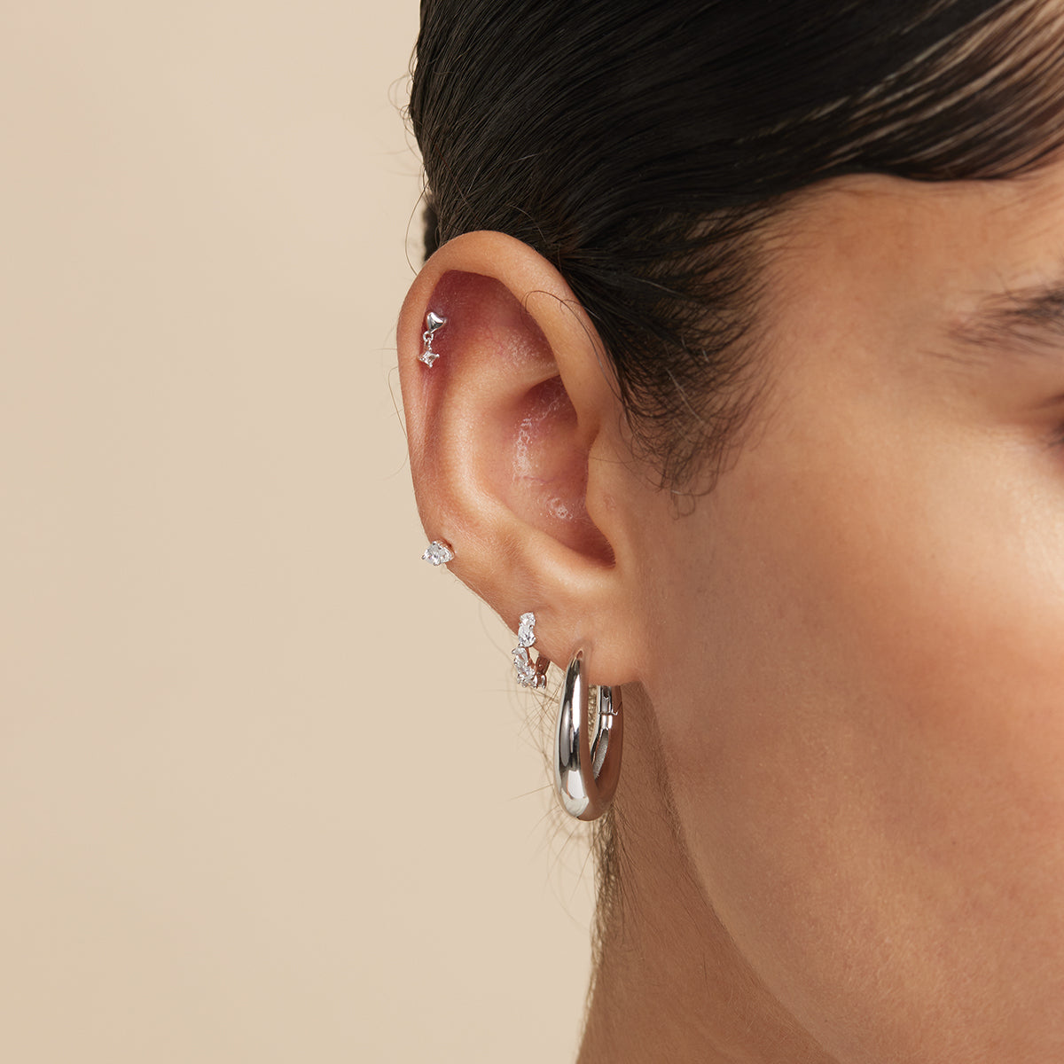 Pear Cluster Stud Earrings in Silver